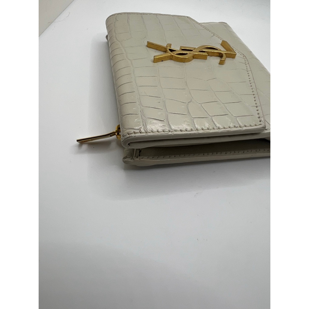 Excellent Condition Saint Laurent Wallet Beige Croc-Embossed Leather - Picture 7 of 9